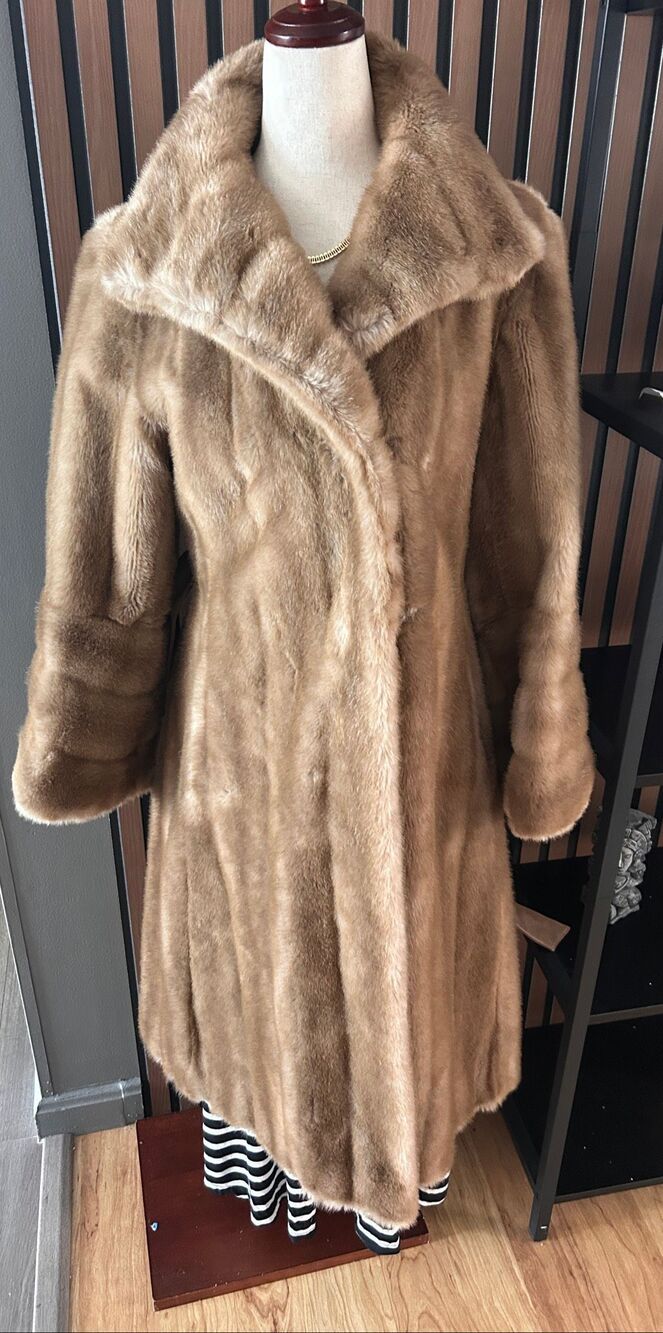 Sears fashion Faux Fur Coat Sz 8 M Vintage 70s Light Brown Tan Plush Winter Jack
